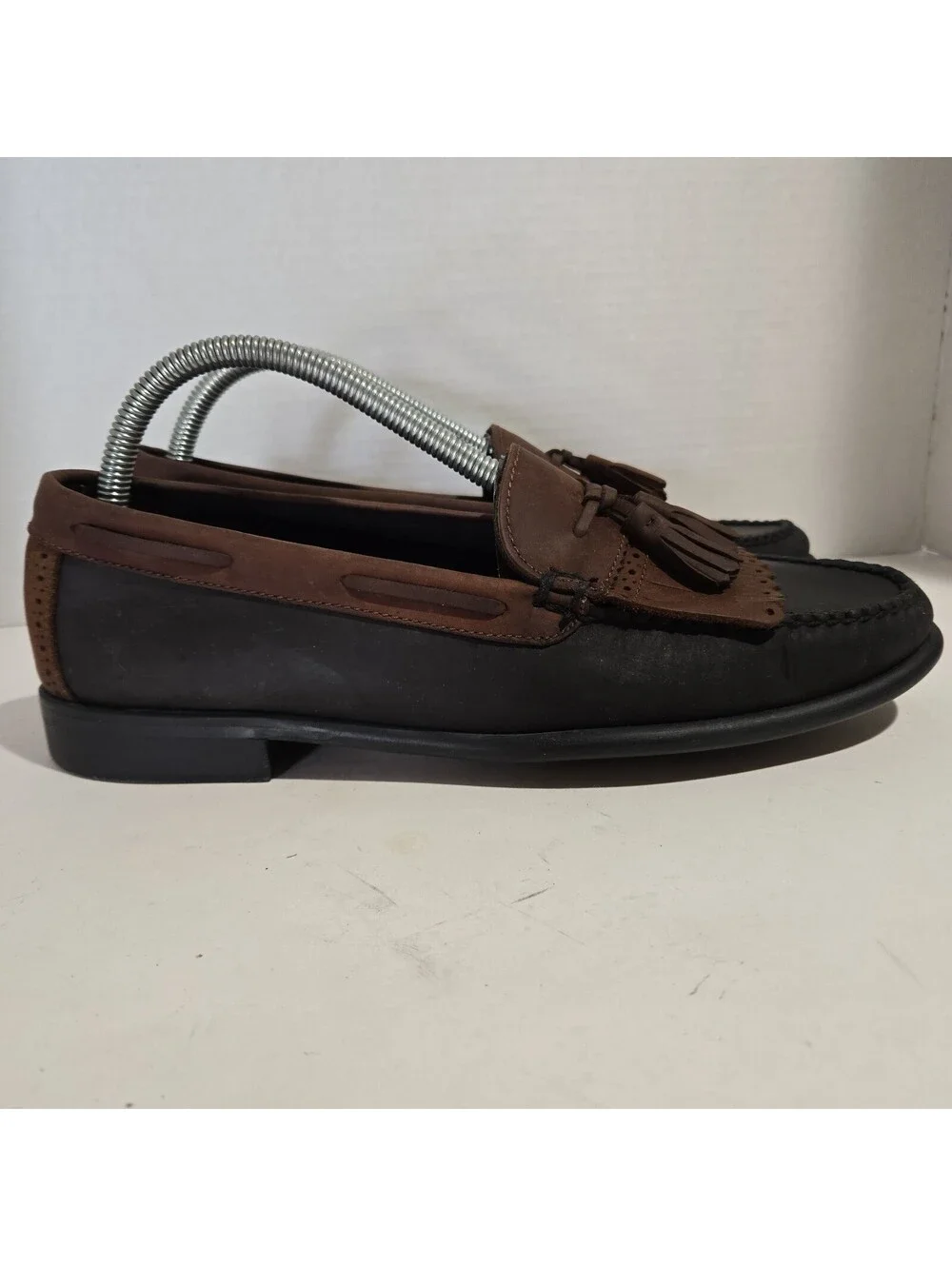 GH Bass Kiltie Leather Tassel Loafer Black & Brown Shoes Men's Size 10 M